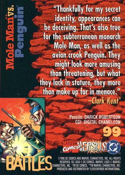 1995 Fleer DC vs. Marvel Comics #99 Mole Man / Penguin Back