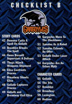 1995 Skybox Gargoyles #90 Checklist B Front