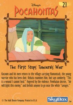1995 SkyBox Pocahontas #21 The First Steps Towards War Back