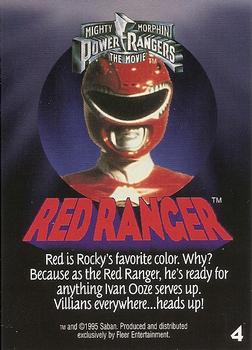 1995 Fleer Mighty Morphin Power Rangers: The Movie #4 Red Ranger Back