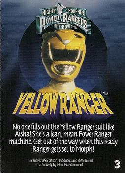 1995 Fleer Mighty Morphin Power Rangers: The Movie #3 Yellow Ranger Back
