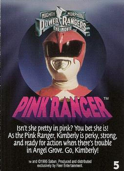 1995 Fleer Mighty Morphin Power Rangers: The Movie #5 Pink Ranger Back