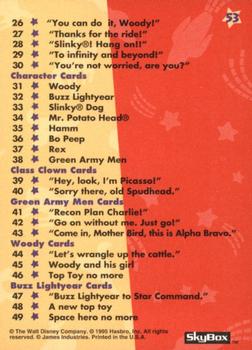 1995 SkyBox Toy Story #53 Checklist Back