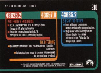 1995 SkyBox Star Trek: The Next Generation Season 3 #210 Mission Chronology - Card F Back