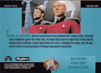 1995 SkyBox Star Trek: The Next Generation Season 3 #281 Sins of the Father Back