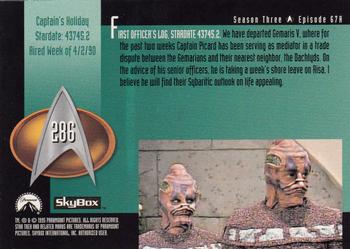 1995 SkyBox Star Trek: The Next Generation Season 3 #286 Captain's Holiday Back