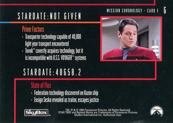 1995 SkyBox Star Trek: Voyager Season One Series Two #6 Mission Chronology - Card F Back