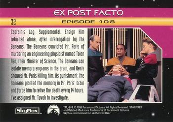 1995 SkyBox Star Trek: Voyager Season One Series Two #32 Ex Post Facto Back