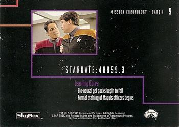 1995 SkyBox Star Trek: Voyager Season One Series Two #9 Mission Chronology - Card I Back