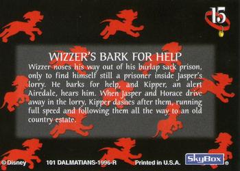 1996 SkyBox 101 Dalmatians #15 Wizzer's Bark for Help Back