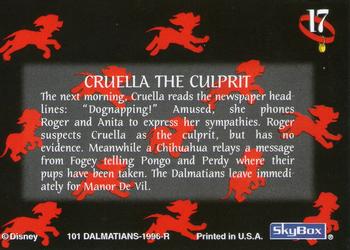 1996 SkyBox 101 Dalmatians #17 Cruella the Culprit Back
