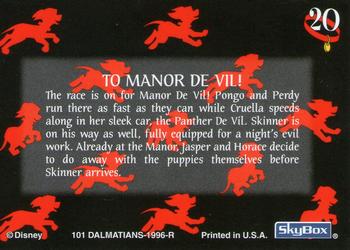 1996 SkyBox 101 Dalmatians #20 To Manor De Vil! Back
