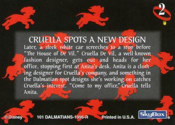 1996 SkyBox 101 Dalmatians #2 Cruella Spots a New Design Back