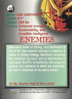 1996 Fleer Prophet Collection #58 Lord Darkthornn:  Stephen Platt & Rob Liefeld Back