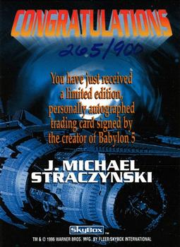 1996 SkyBox Babylon 5 #NNO J. Michael Straczynski Back