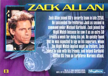 1996 SkyBox Babylon 5 #8 Zack Allan Back