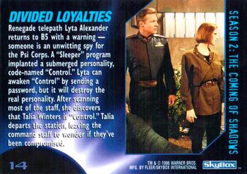 1996 SkyBox Babylon 5 #14 Divided Loyalties Back