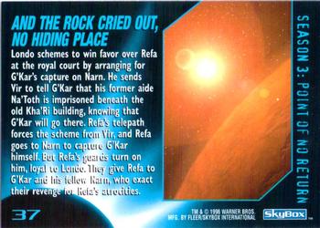 1996 SkyBox Babylon 5 #37 And the Rock Cried Out, No Hiding Place Back