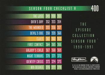 1996 SkyBox Star Trek: The Next Generation Season 4 #400 Season Four Checklist A Back