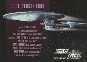 1996 SkyBox Star Trek: The Next Generation Season 4 #402 Cast and Production Credits Front