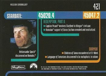 1996 SkyBox Star Trek: The Next Generation Season 5 #421 Mission Chronology Back