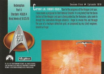 1996 SkyBox Star Trek: The Next Generation Season 5 #430 Redemption Part II Back