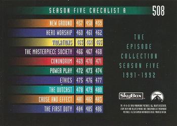 1996 SkyBox Star Trek: The Next Generation Season 5 #508 Checklist A: 421-486 Back