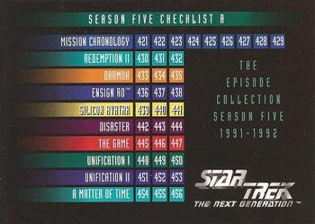 1996 SkyBox Star Trek: The Next Generation Season 5 #508 Checklist A: 421-486 Front
