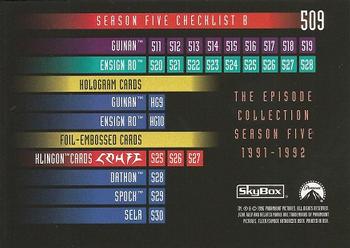 1996 SkyBox Star Trek: The Next Generation Season 5 #509 Checklist B: 487-528 and Inserts Back
