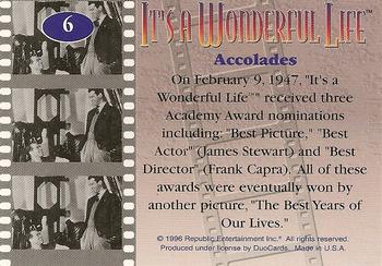 1996 DuoCards It's a Wonderful Life #6 Accolades Back
