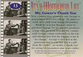 1996 DuoCards It's a Wonderful Life #13 Mr. Gower's Thank You Back