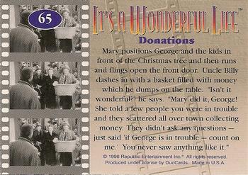 1996 DuoCards It's a Wonderful Life #65 Donations Back