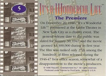 1996 DuoCards It's a Wonderful Life #5 The Premiere Back