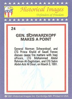 1991 Historical Images Defenders Of Freedom Eagle Series A: Crisis In The Gulf #24 Gen. Schwarzkopf Makes a Point Back