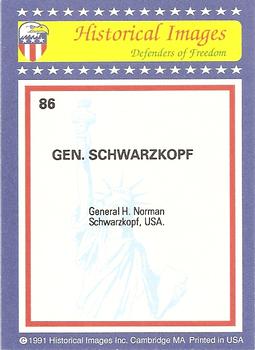 1991 Historical Images Defenders Of Freedom Eagle Series A: Crisis In The Gulf #86 Gen. Schwarzkopf Back
