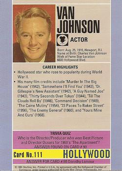 1991 Starline Hollywood Walk of Fame #111 Van Johnson Back