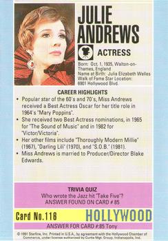 1991 Starline Hollywood Walk of Fame #116 Julie Andrews Back