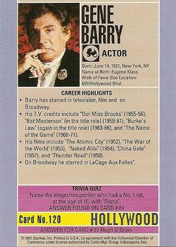 1991 Starline Hollywood Walk of Fame #120 Gene Barry Back