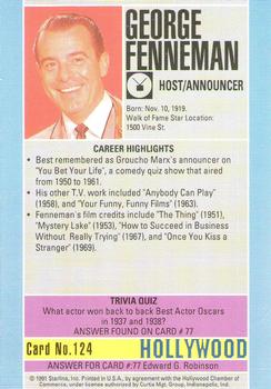 1991 Starline Hollywood Walk of Fame #124 George Fenneman Back
