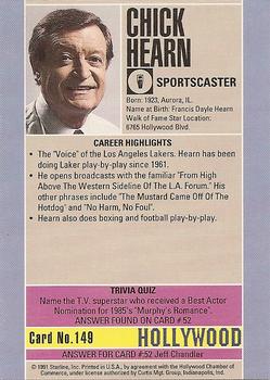 1991 Starline Hollywood Walk of Fame #149 Chick Hearn Back