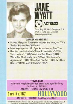 1991 Starline Hollywood Walk of Fame #157 Jane Wyatt Back