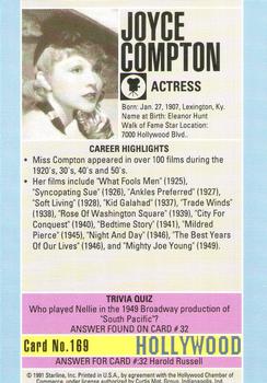 1991 Starline Hollywood Walk of Fame #169 Joyce Compton Back