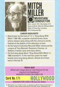 1991 Starline Hollywood Walk of Fame #171 Mitch Miller Back