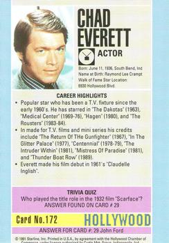 1991 Starline Hollywood Walk of Fame #172 Chad Everett Back