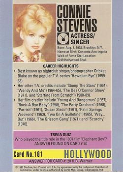 1991 Starline Hollywood Walk of Fame #181 Connie Stevens Back