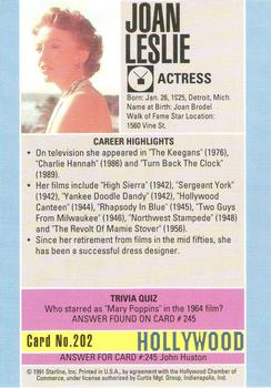 1991 Starline Hollywood Walk of Fame #202 Joan Leslie Back