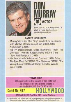 1991 Starline Hollywood Walk of Fame #207 Don Murray Back