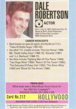 1991 Starline Hollywood Walk of Fame #212 Dale Robertson Back
