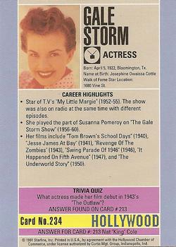 1991 Starline Hollywood Walk of Fame #234 Gale Storm Back