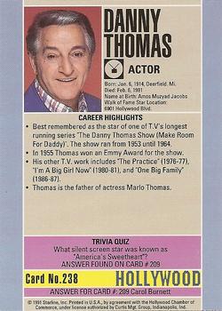 1991 Starline Hollywood Walk of Fame #238 Danny Thomas Back